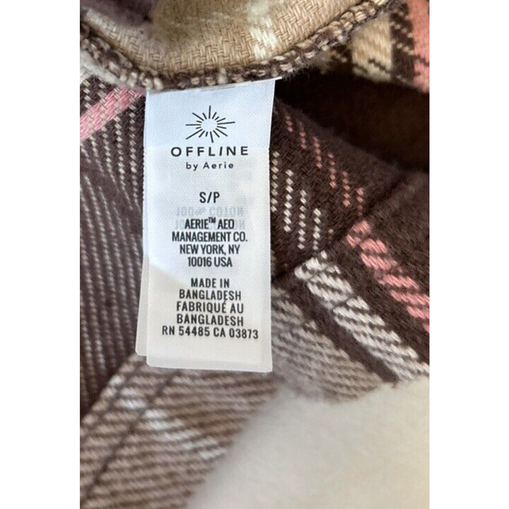Offline by Aerie Women Flannel Shacket Sz S/P Brown/Tan Shirt Oversized Outdoor - Picture 7 of 8